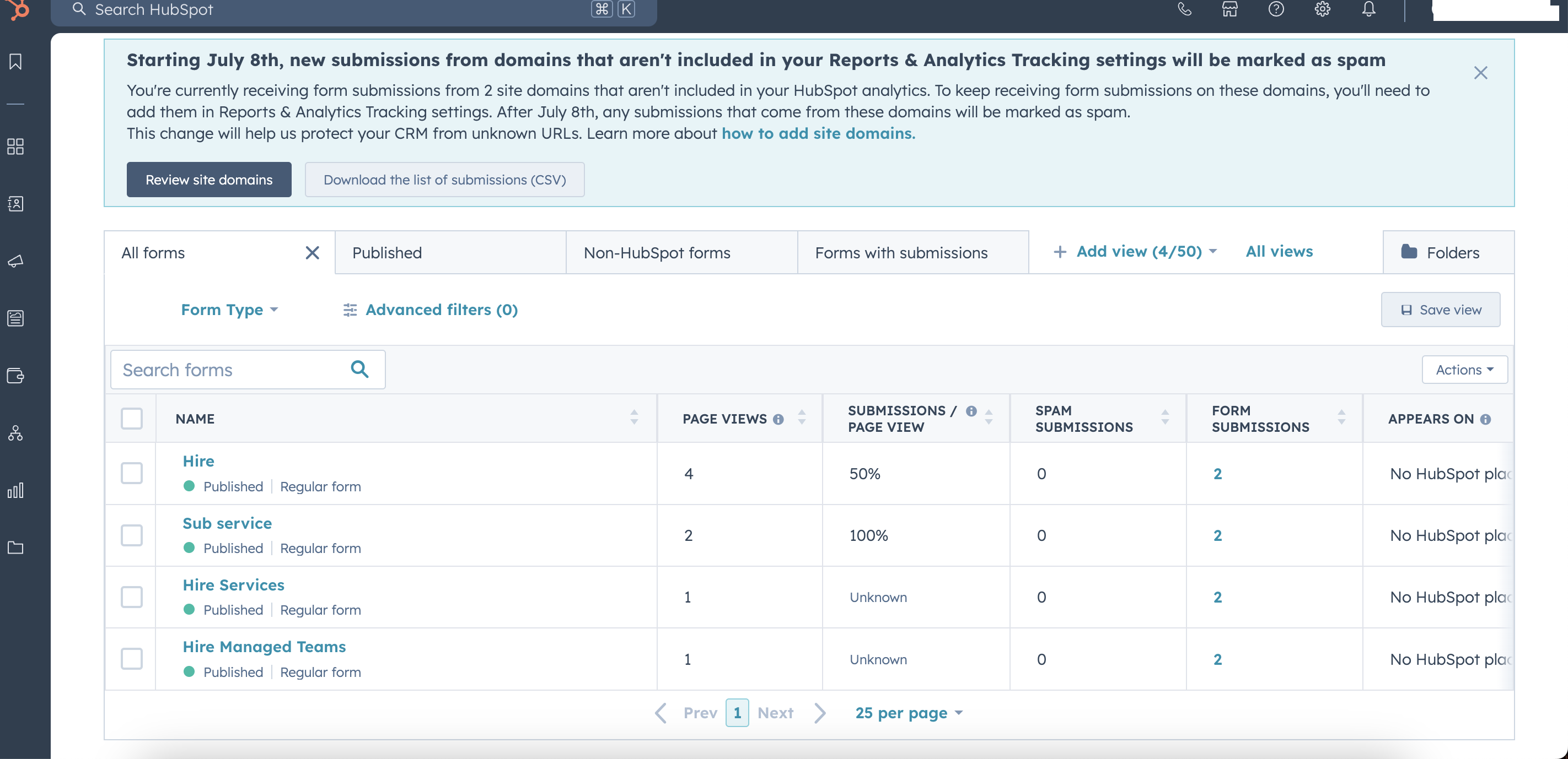 HubSpot API Key screenshot